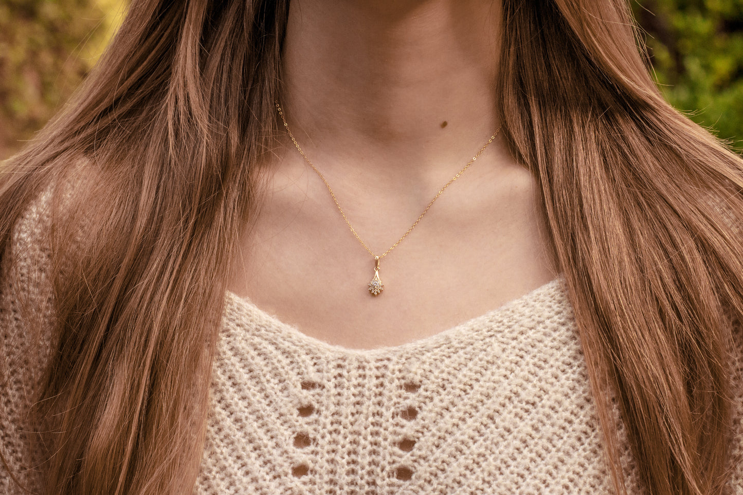 Dainty Gold Cubic Zirconia Pendant Necklace