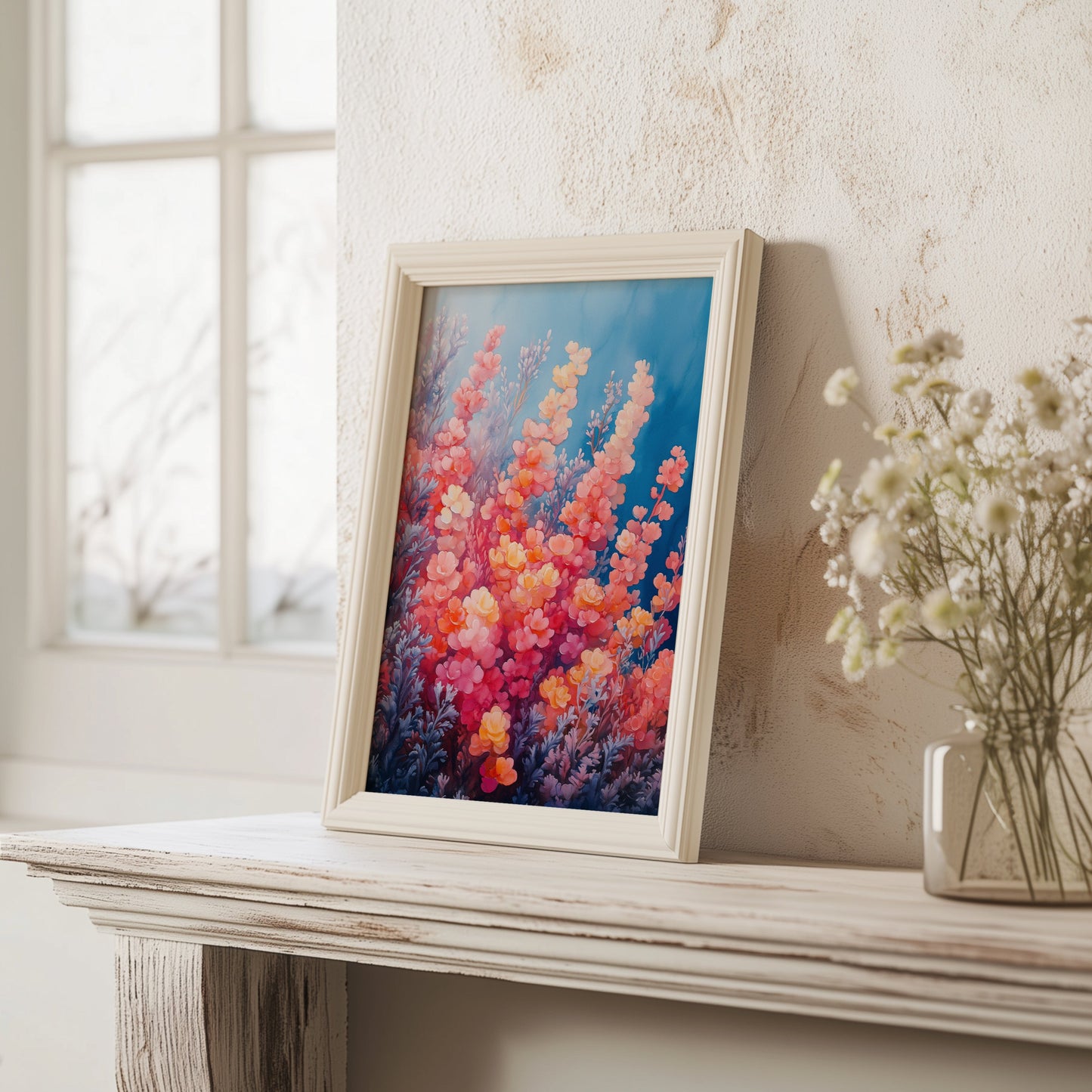 Flourishing Coral Bloom Wall Art Print