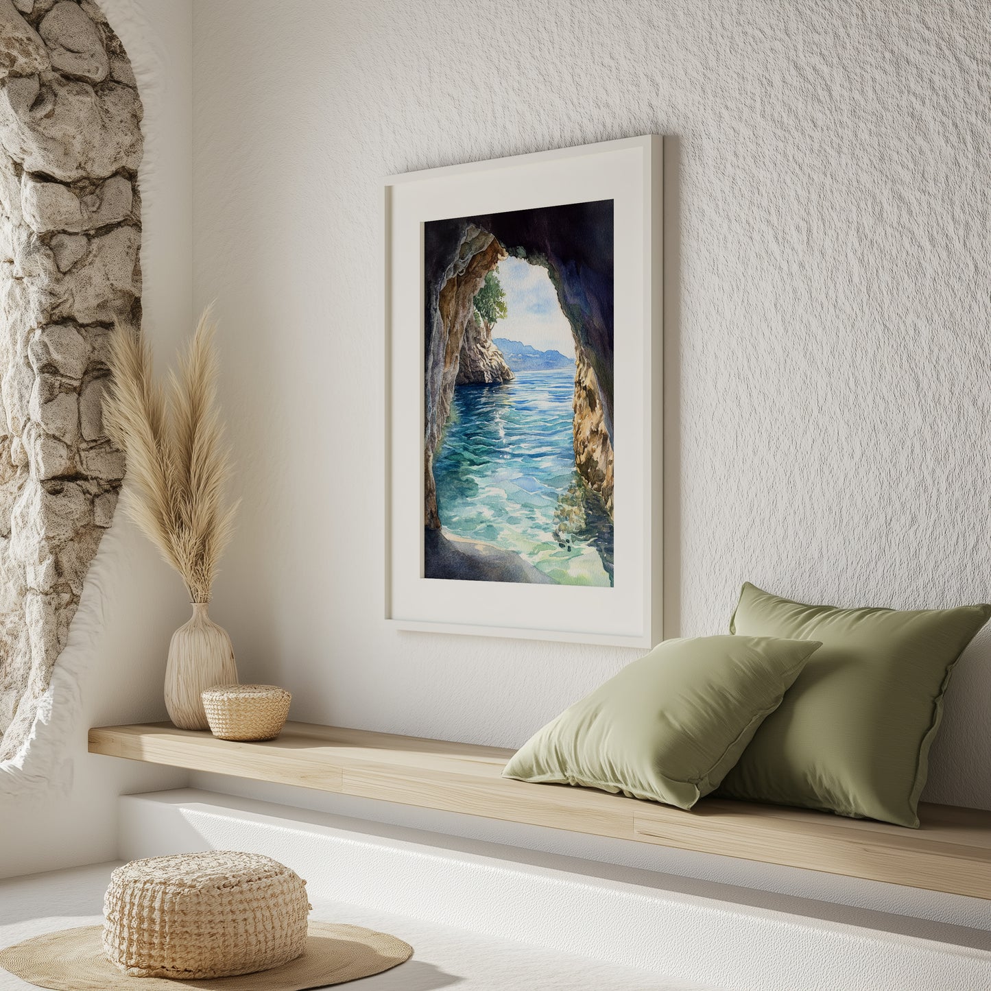 Secluded Cove Watercolour Wall Art Print