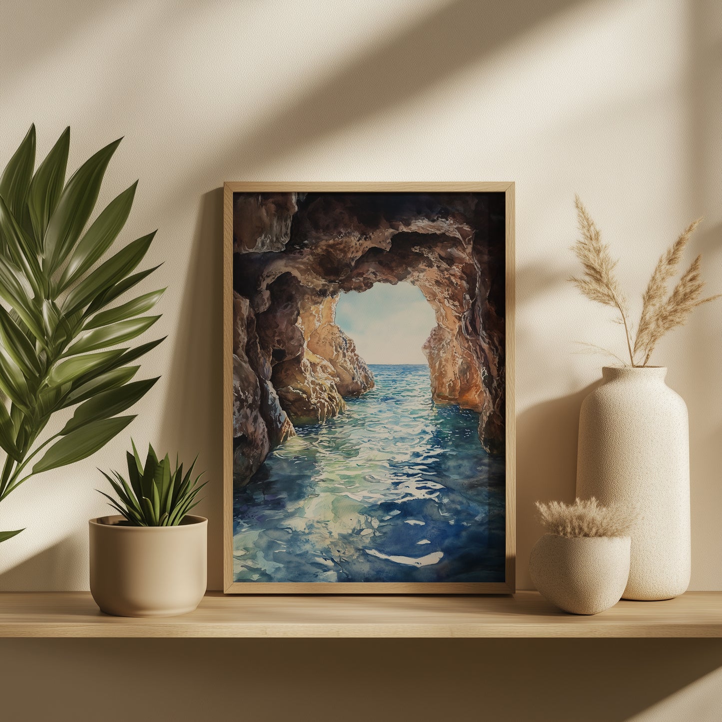 Coastal Cave Watercolour Wall Print