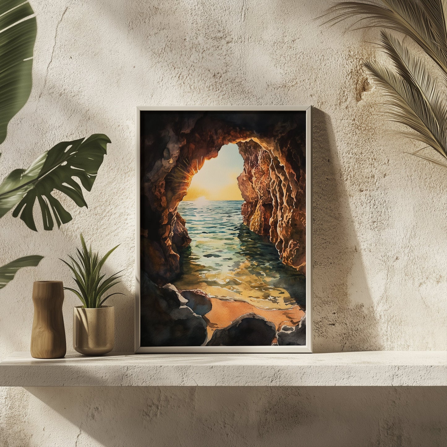 Sunset Coastal Cave Wall Print