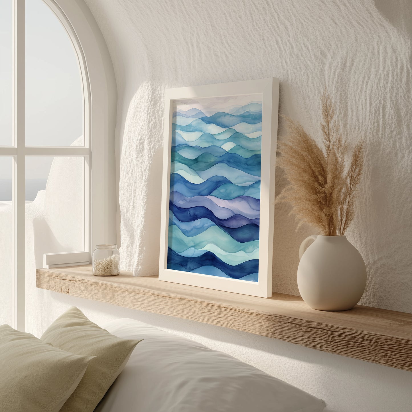 Abstract Ocean Waves Watercolour Print