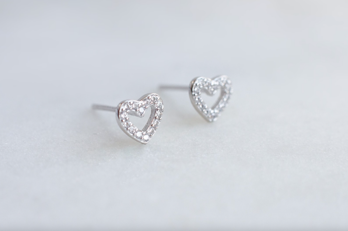 Dainty Sterling Silver Heart Stud Earrings