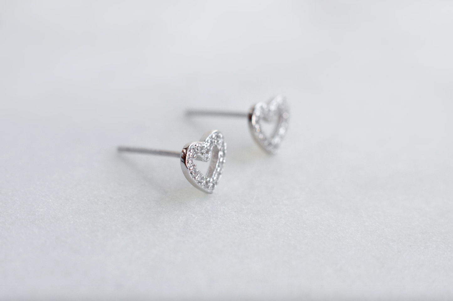 Dainty Sterling Silver Heart Stud Earrings