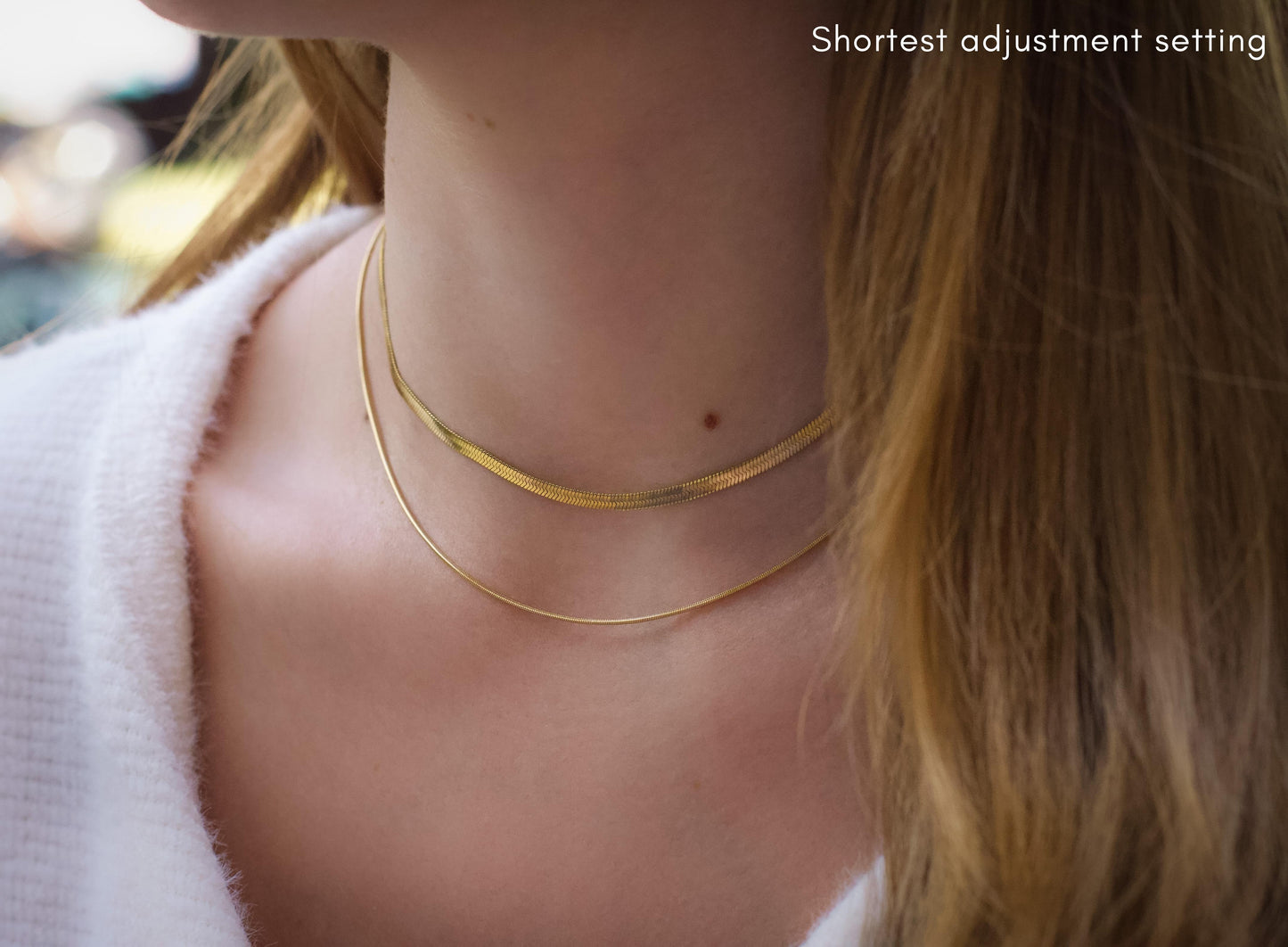 Layered Herringbone & Snake Chain Necklace