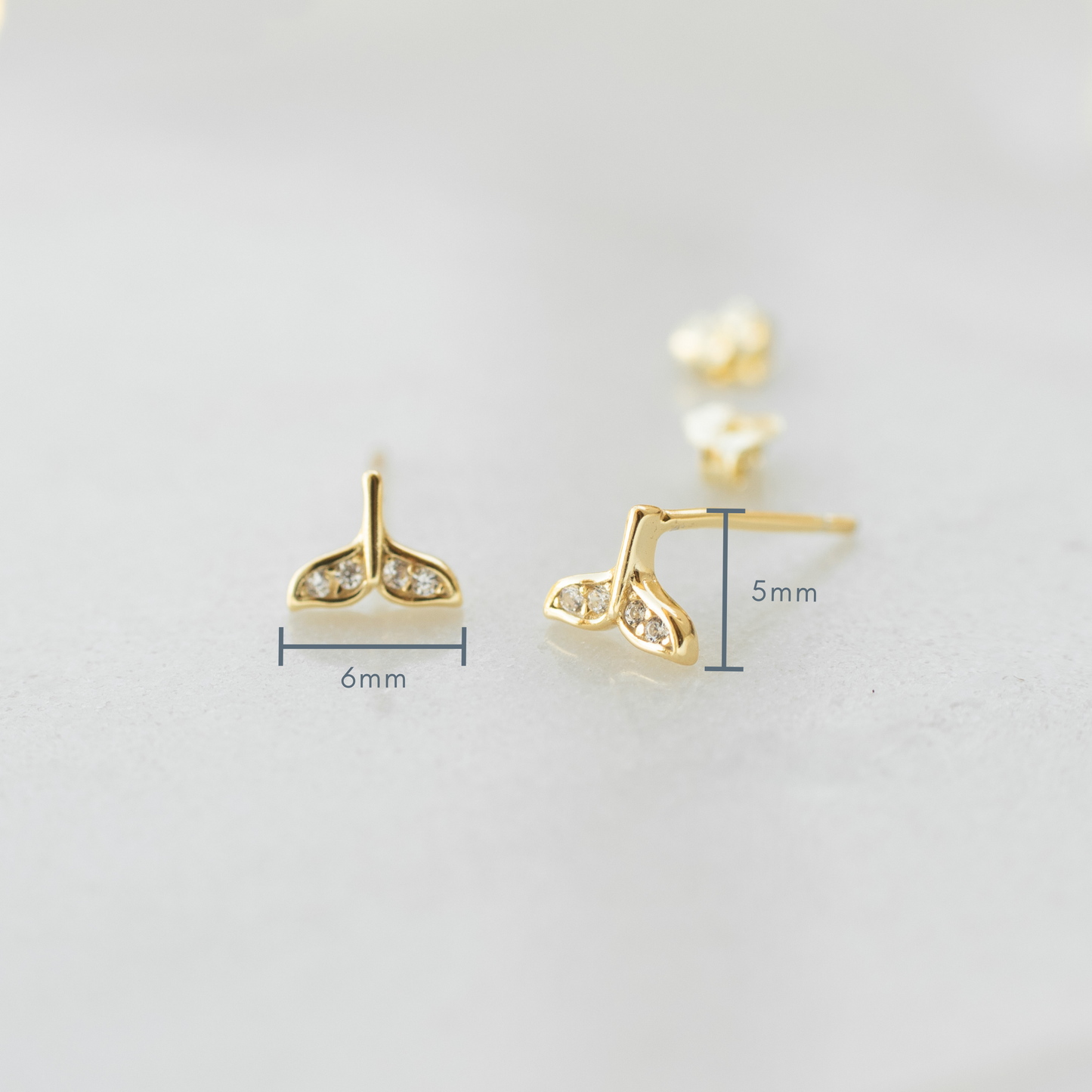 Tiny Whale Tail Stud Earrings