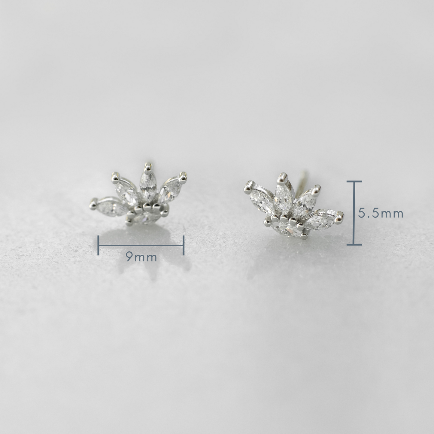 Silver Lotus Cubic Zirconia Studs