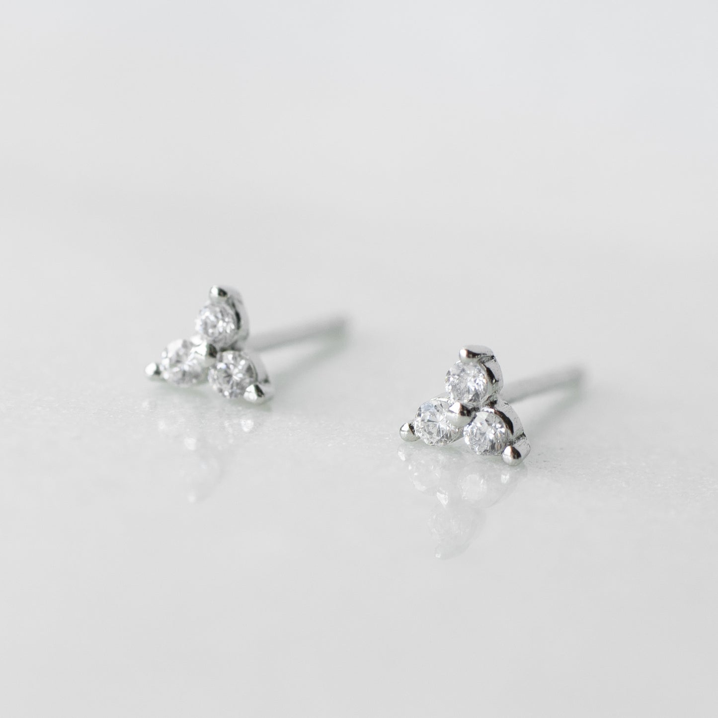 Triangle cubic zirconia stud earrings