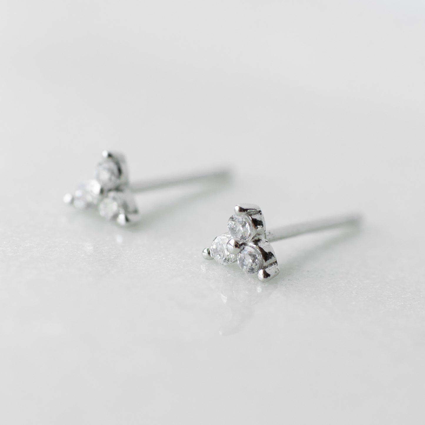 Triangle cubic zirconia stud earrings