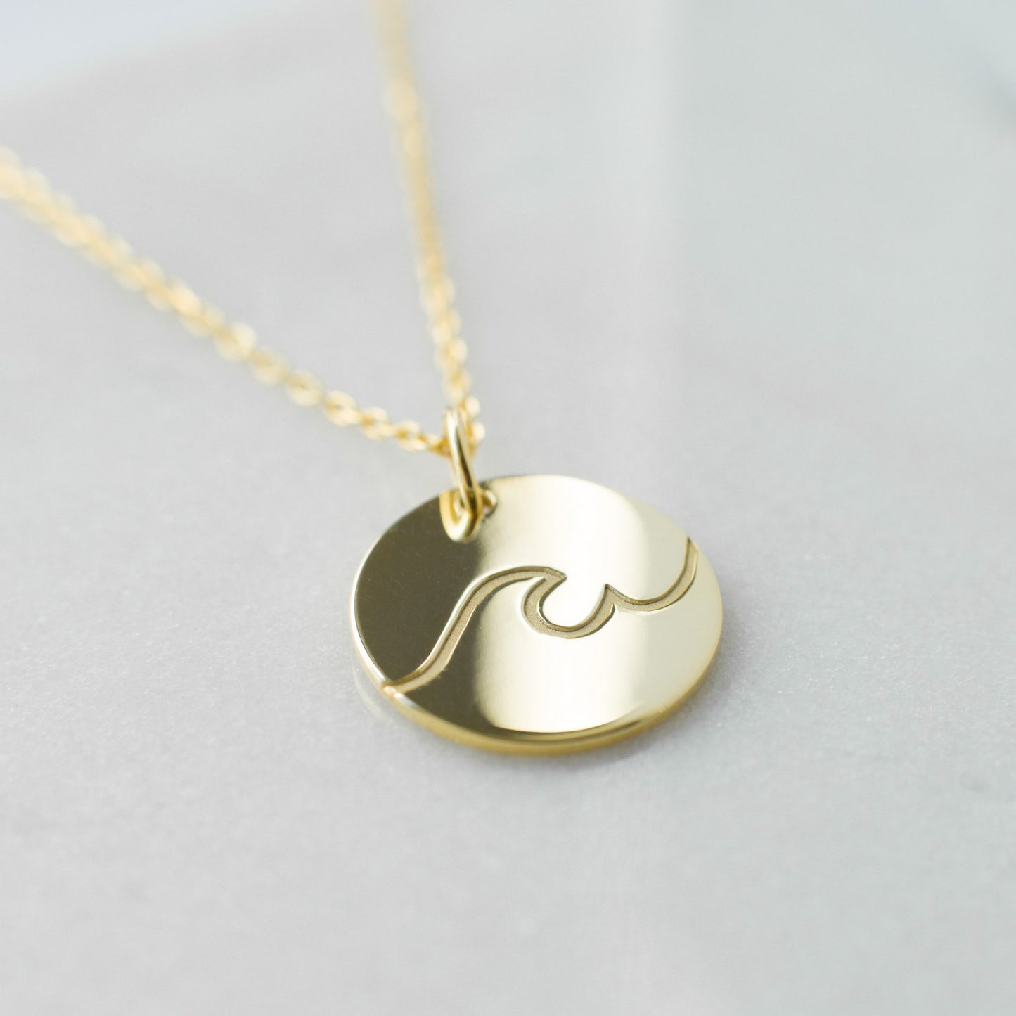 14K Gold plated engraved wave necklace