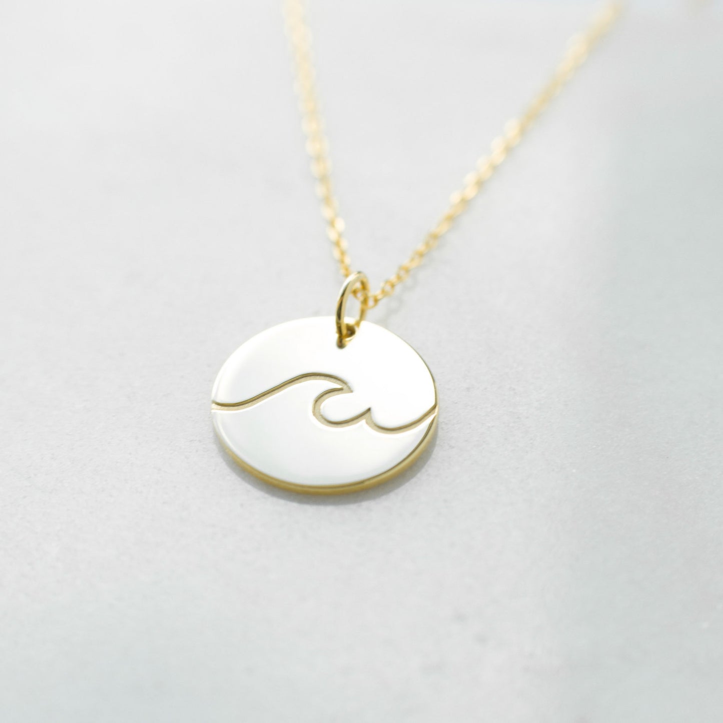 14K Gold plated engraved wave necklace