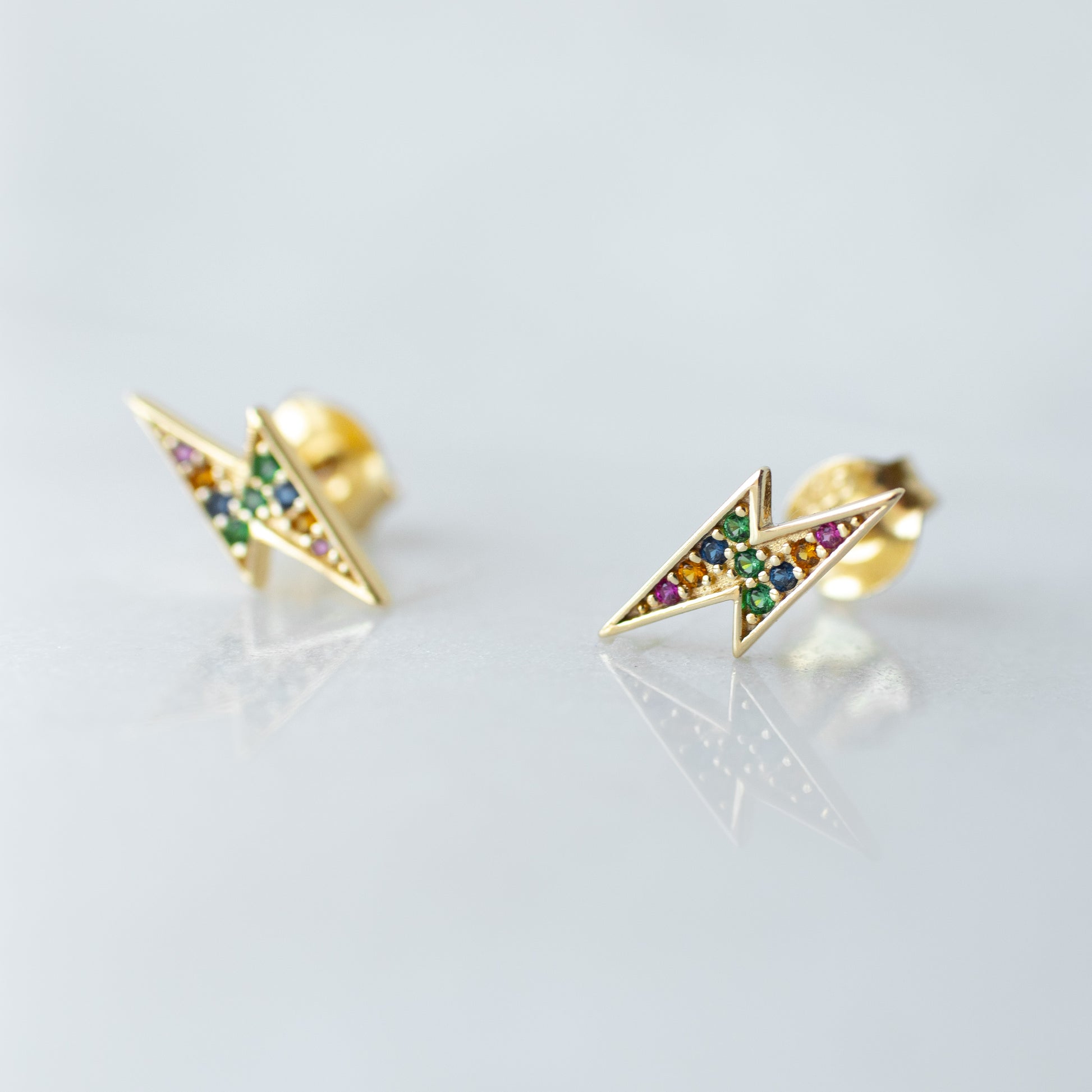 Lightning bolt gold stud earrings