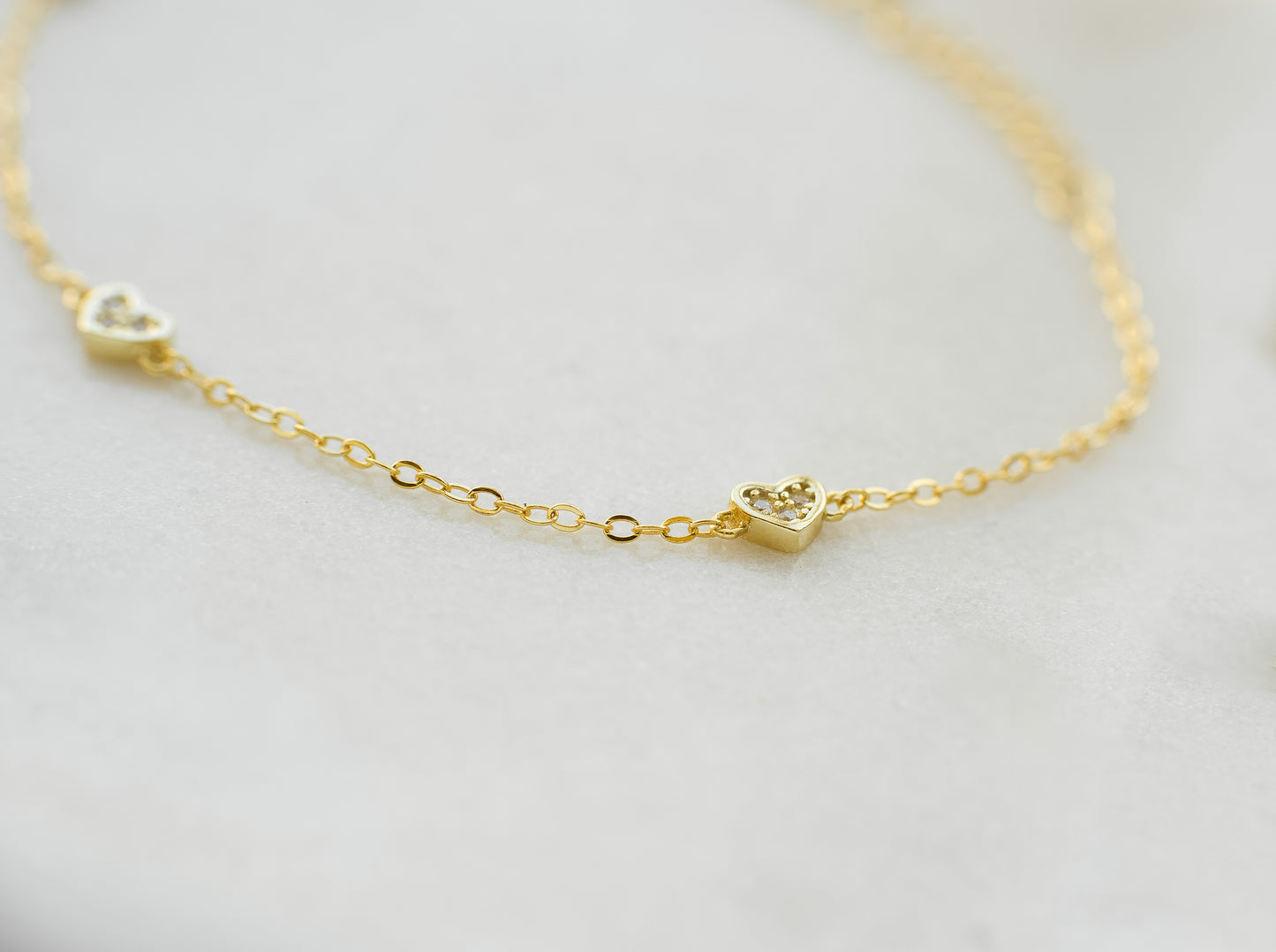 Dainty Gold Triple Heart Bracelet