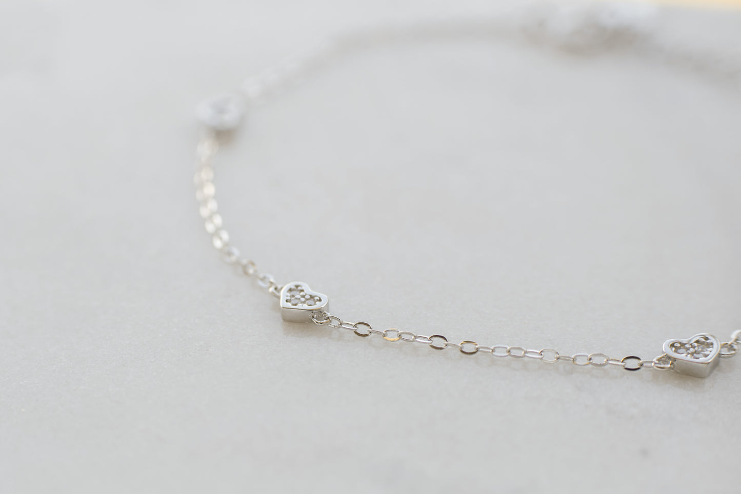 Dainty Silver Triple Heart Bracelet