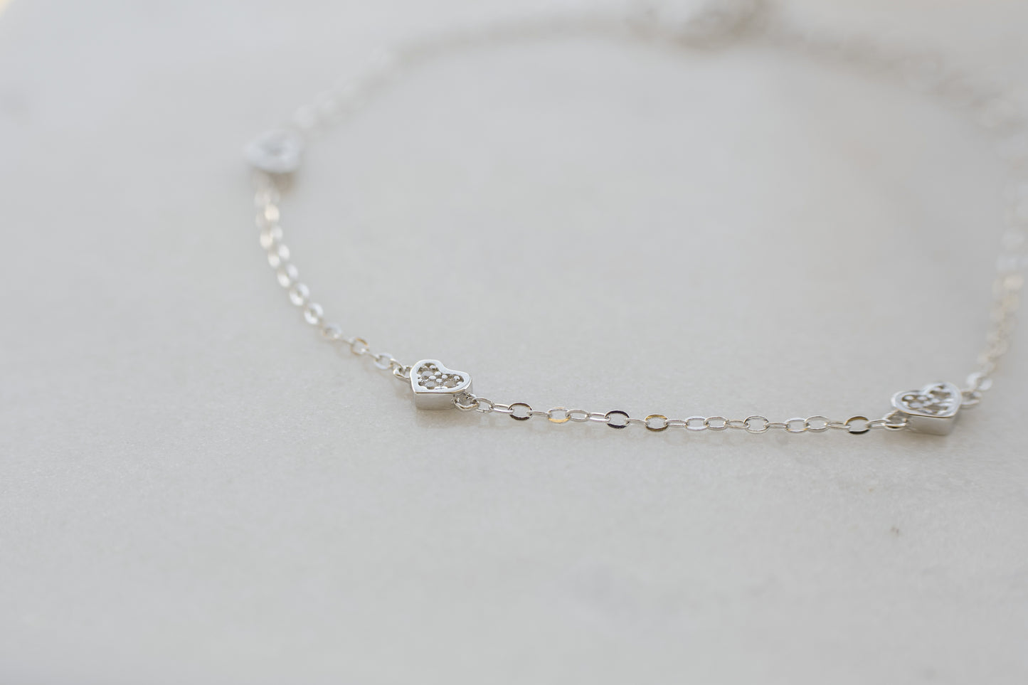 Dainty Silver Triple Heart Bracelet