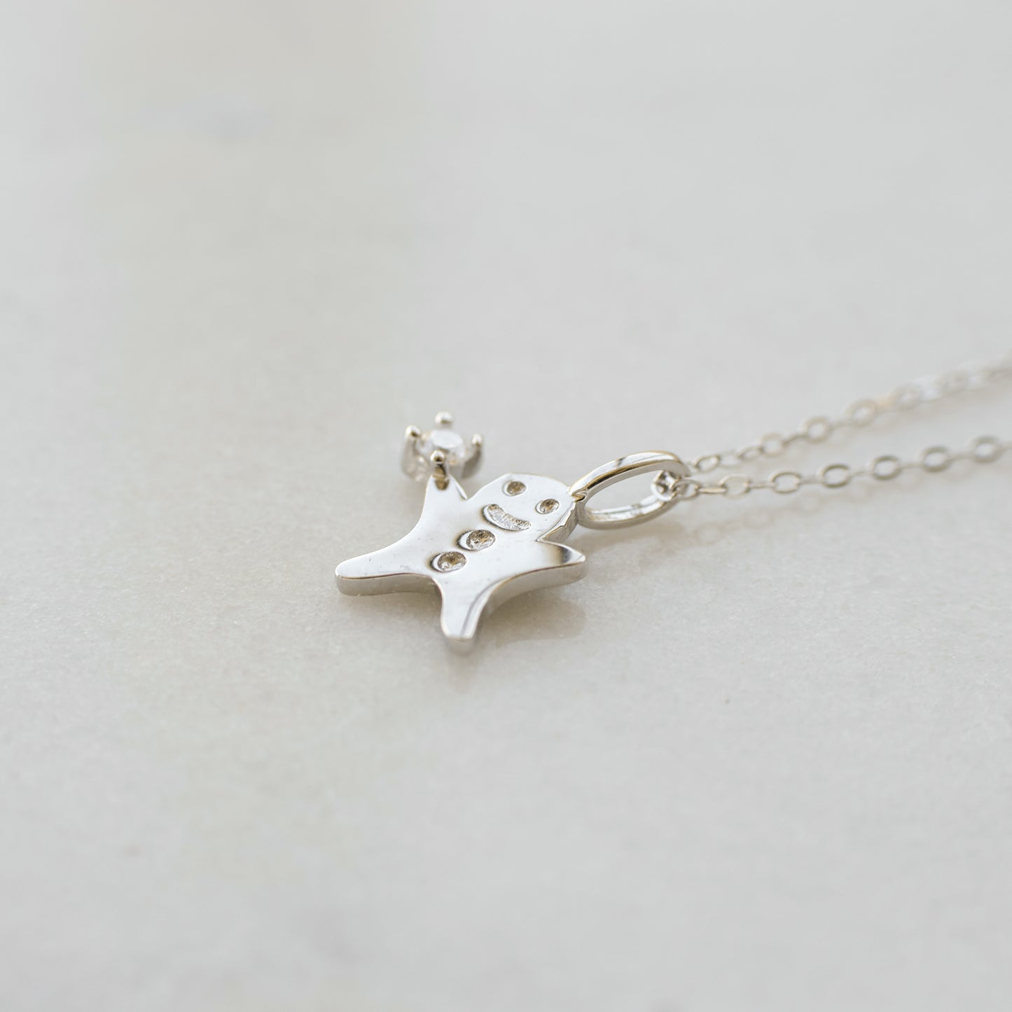 Tiny Silver Gingerbread Man Necklace