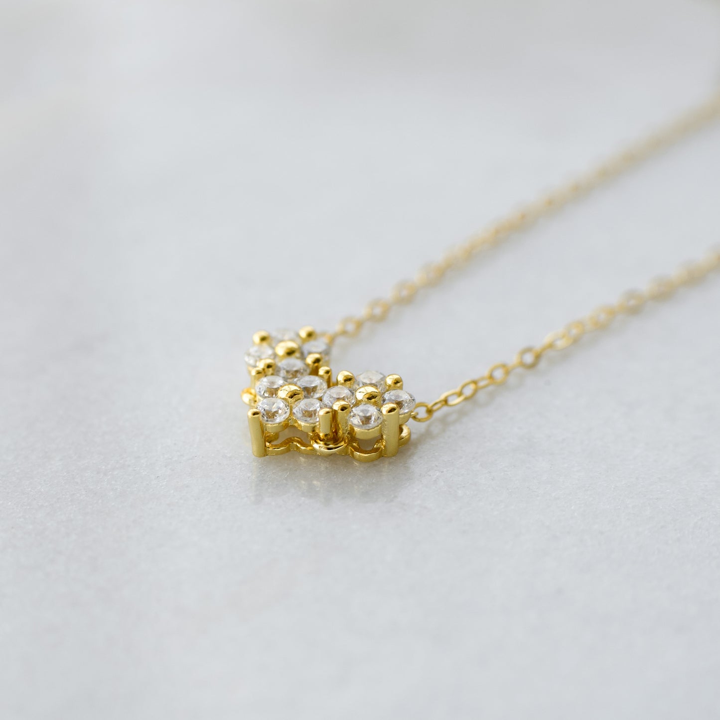 Two-In-One Necklace - Gold Heart Necklace & Flower Drop Necklace