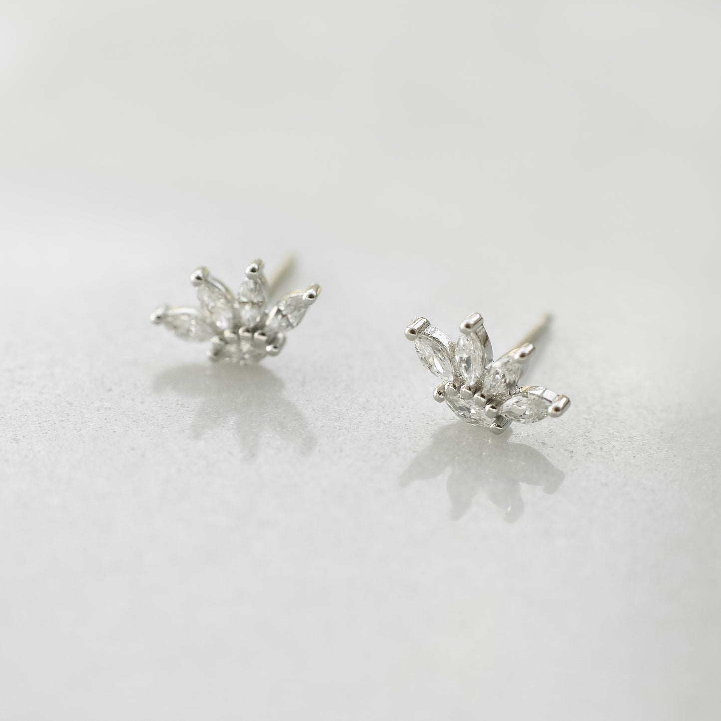 Silver Lotus Cubic Zirconia Studs