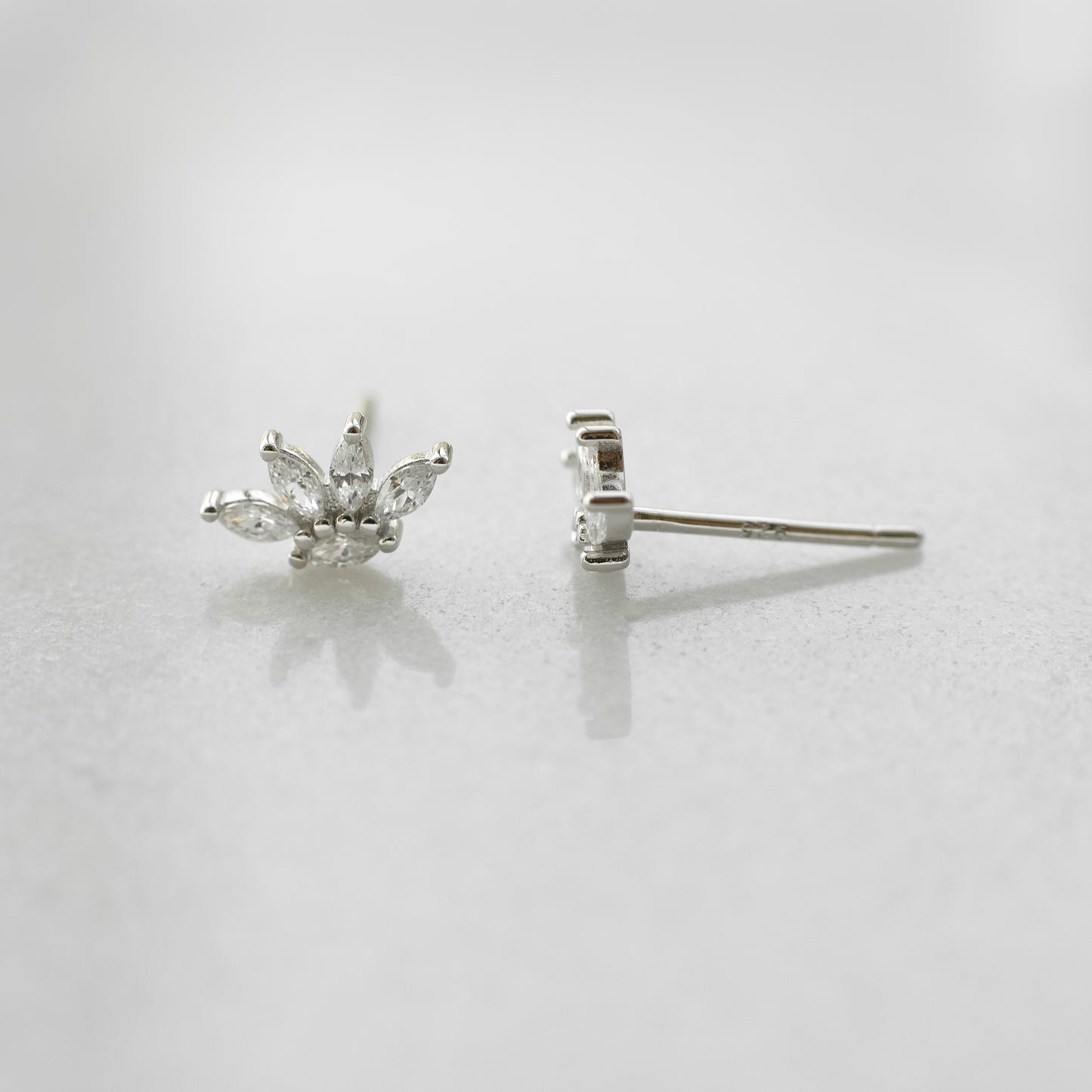 Silver Lotus Cubic Zirconia Studs