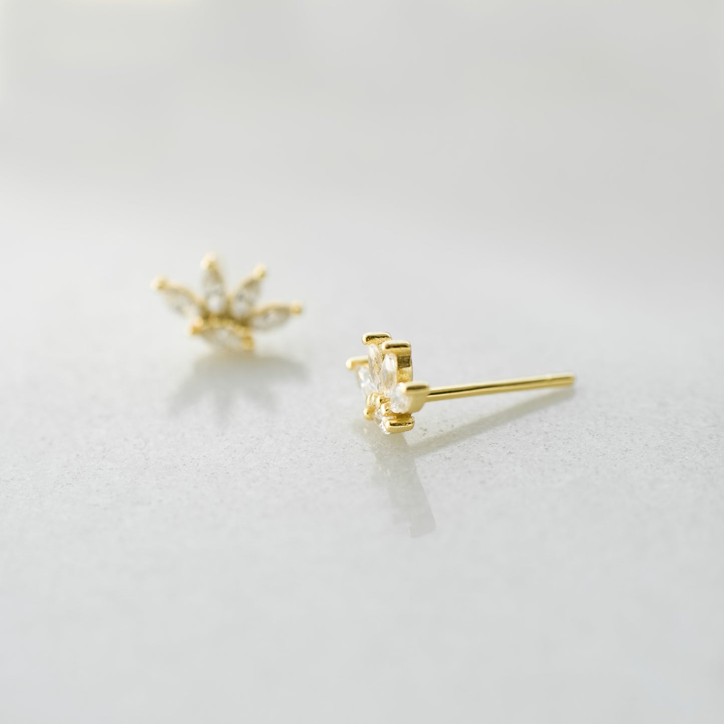 Gold Lotus Cubic Zirconia Studs