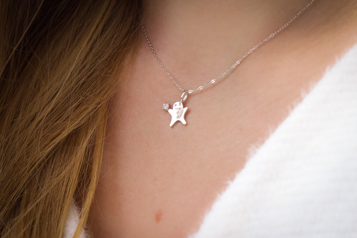 Tiny Silver Gingerbread Man Necklace