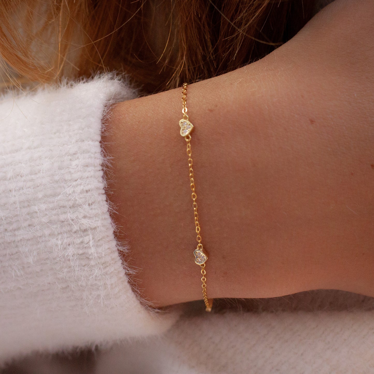 Dainty Gold Triple Heart Bracelet