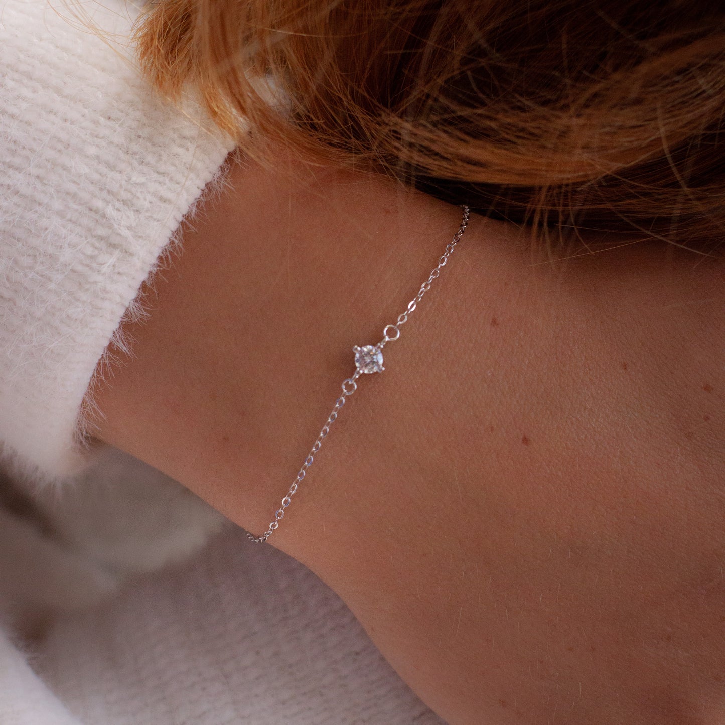 Dainty Silver Sparkling Cubic Zirconia Bracelet