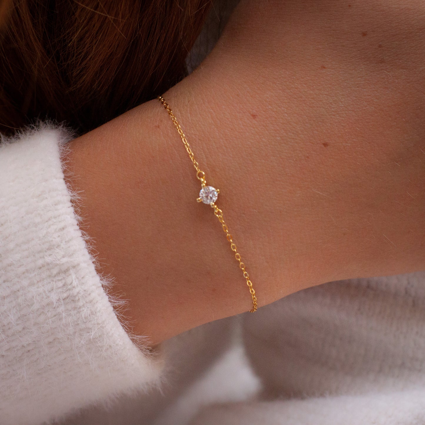 Dainty Gold Sparkling Cubic Zirconia Bracelet