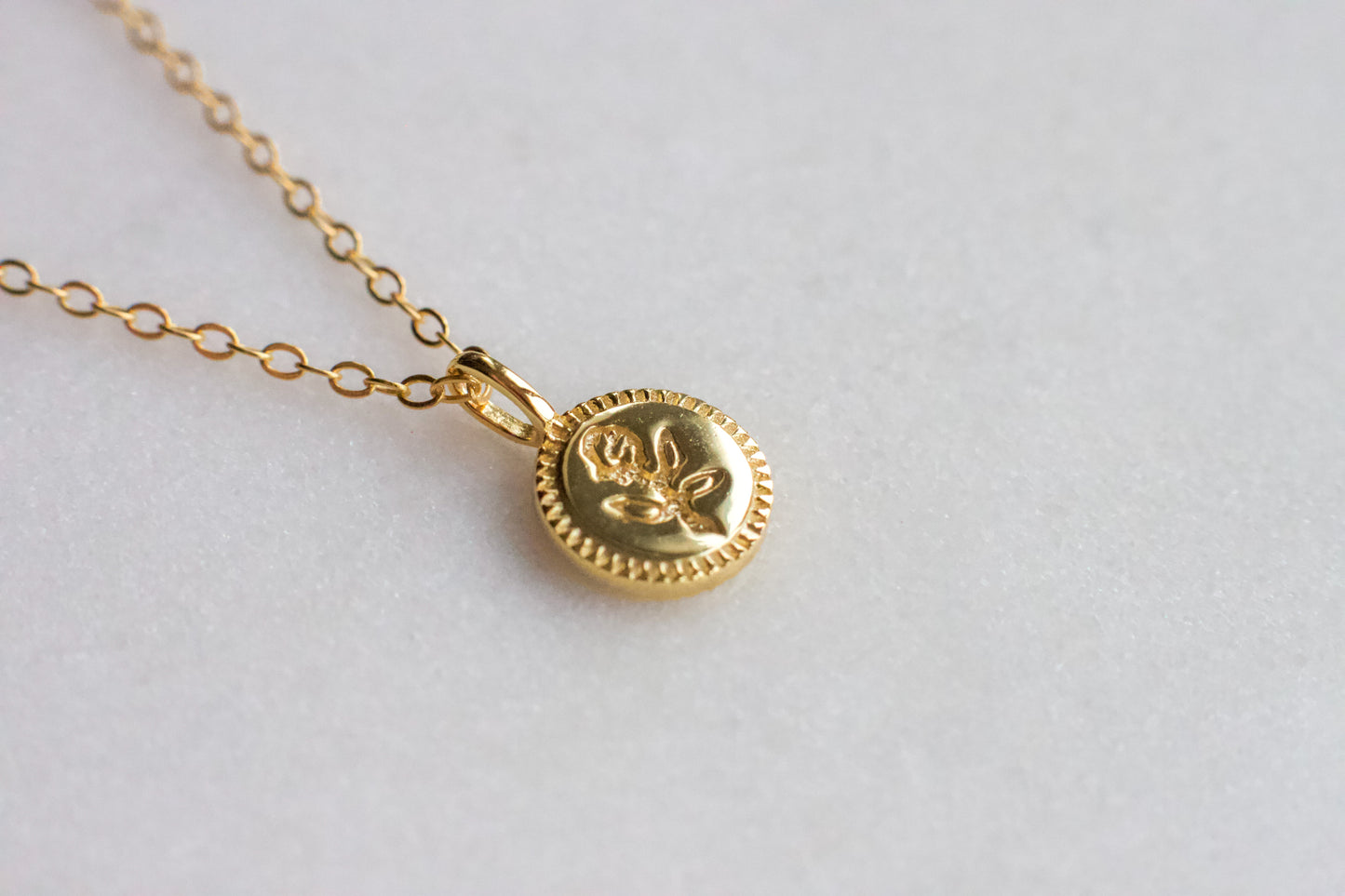 Tiny Flower Disk Pendant Necklace