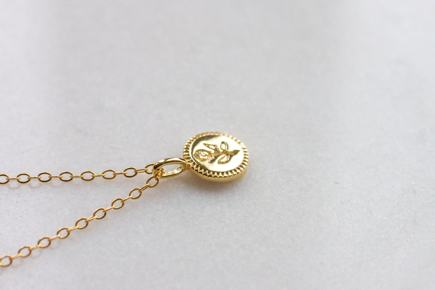 Tiny Flower Disk Pendant Necklace