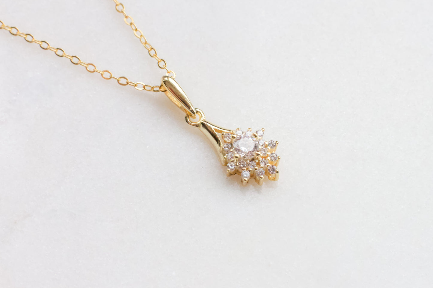 Dainty Gold Cubic Zirconia Pendant Necklace