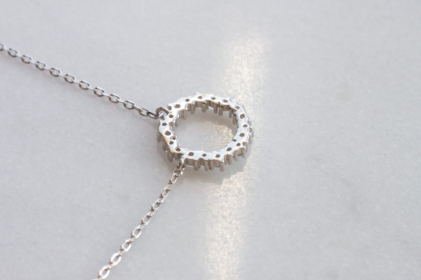 Silver Cubic Zirconia Circle Necklace