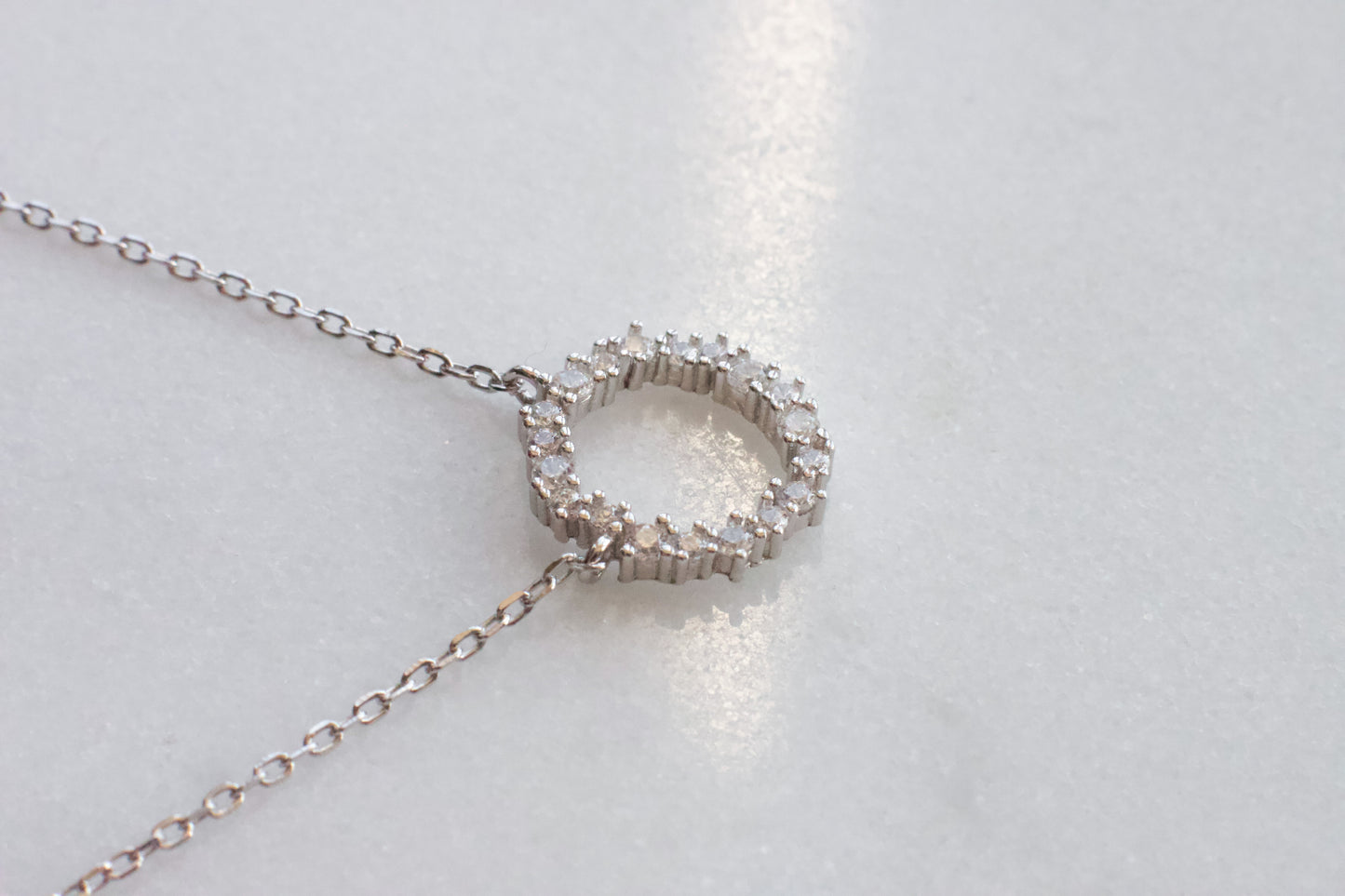 Silver Cubic Zirconia Circle Necklace