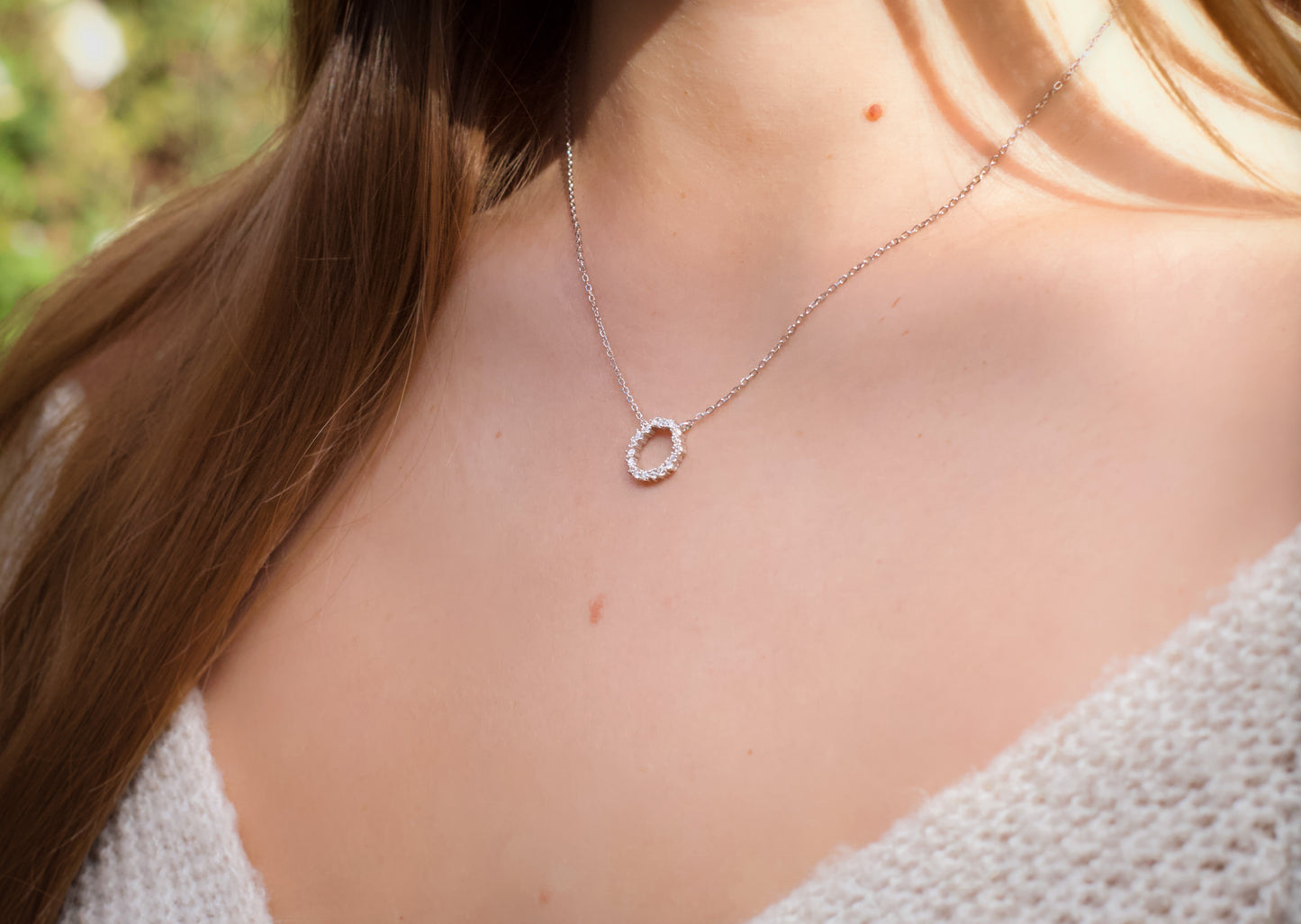 Silver Cubic Zirconia Circle Necklace