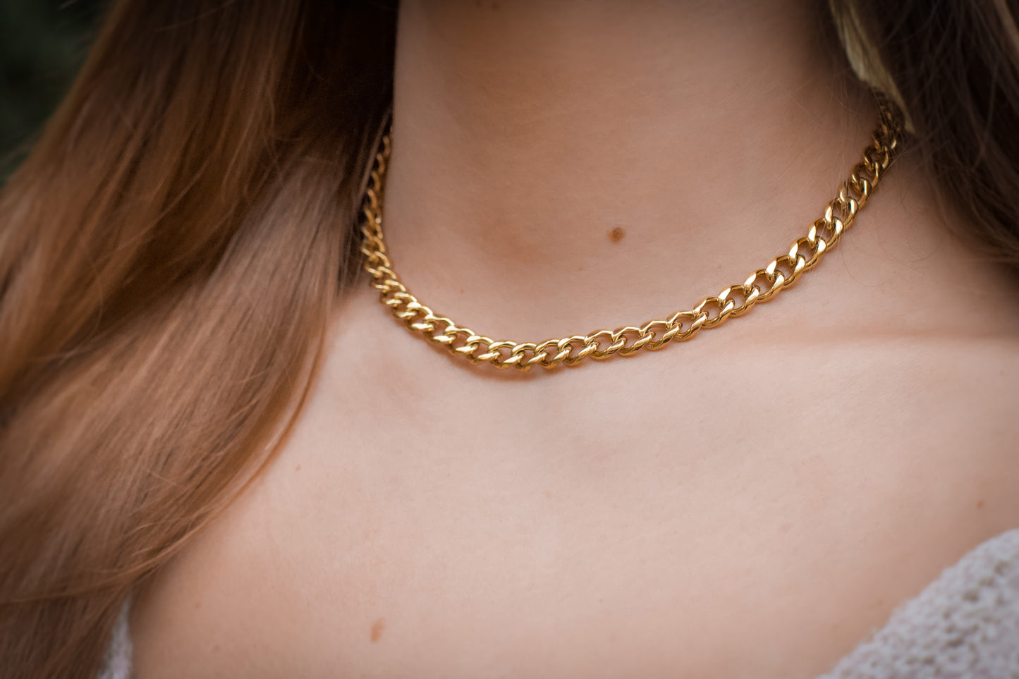 Thick Gold Curb Chain Necklace