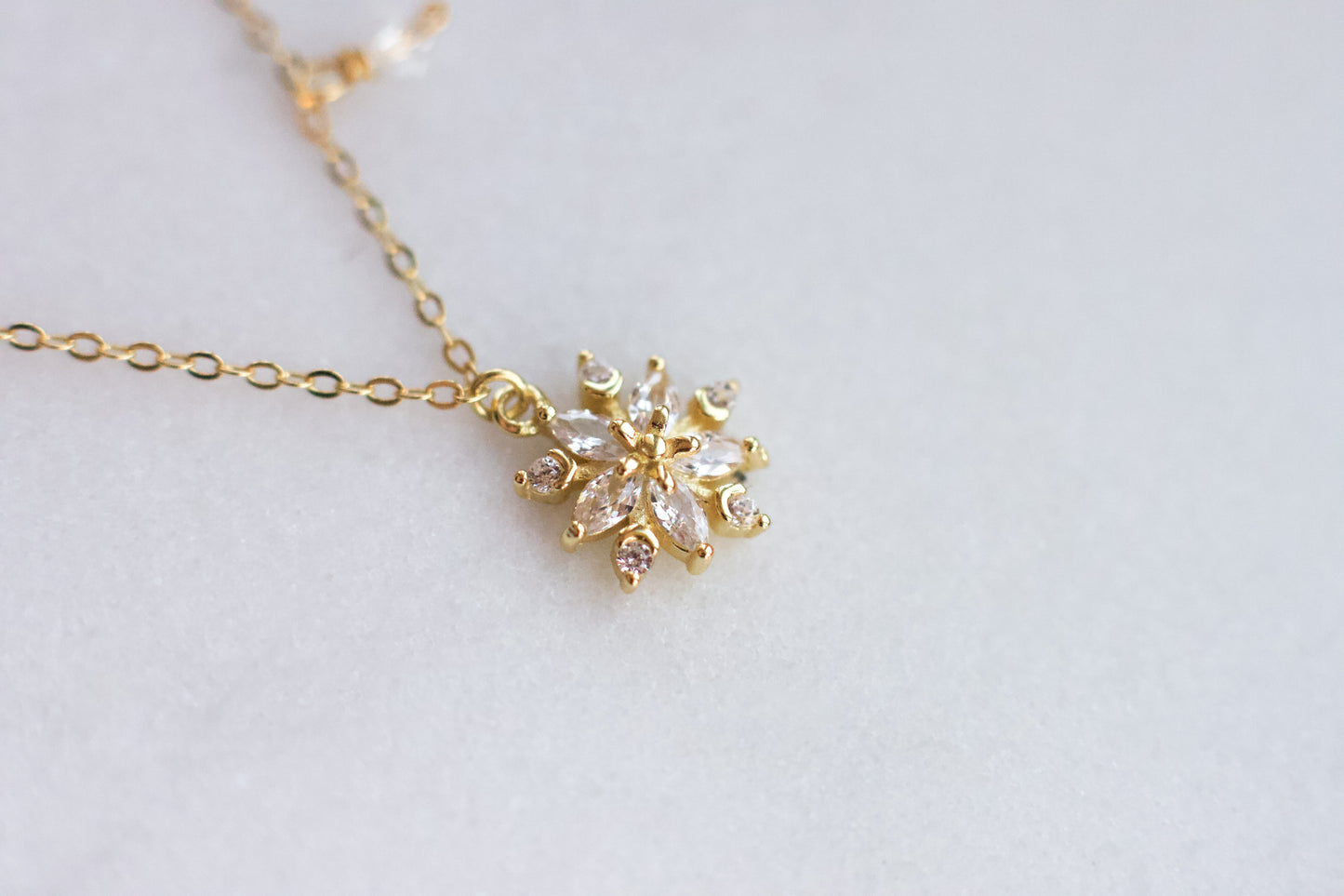 Cubic Zirconia Snowflake Necklace