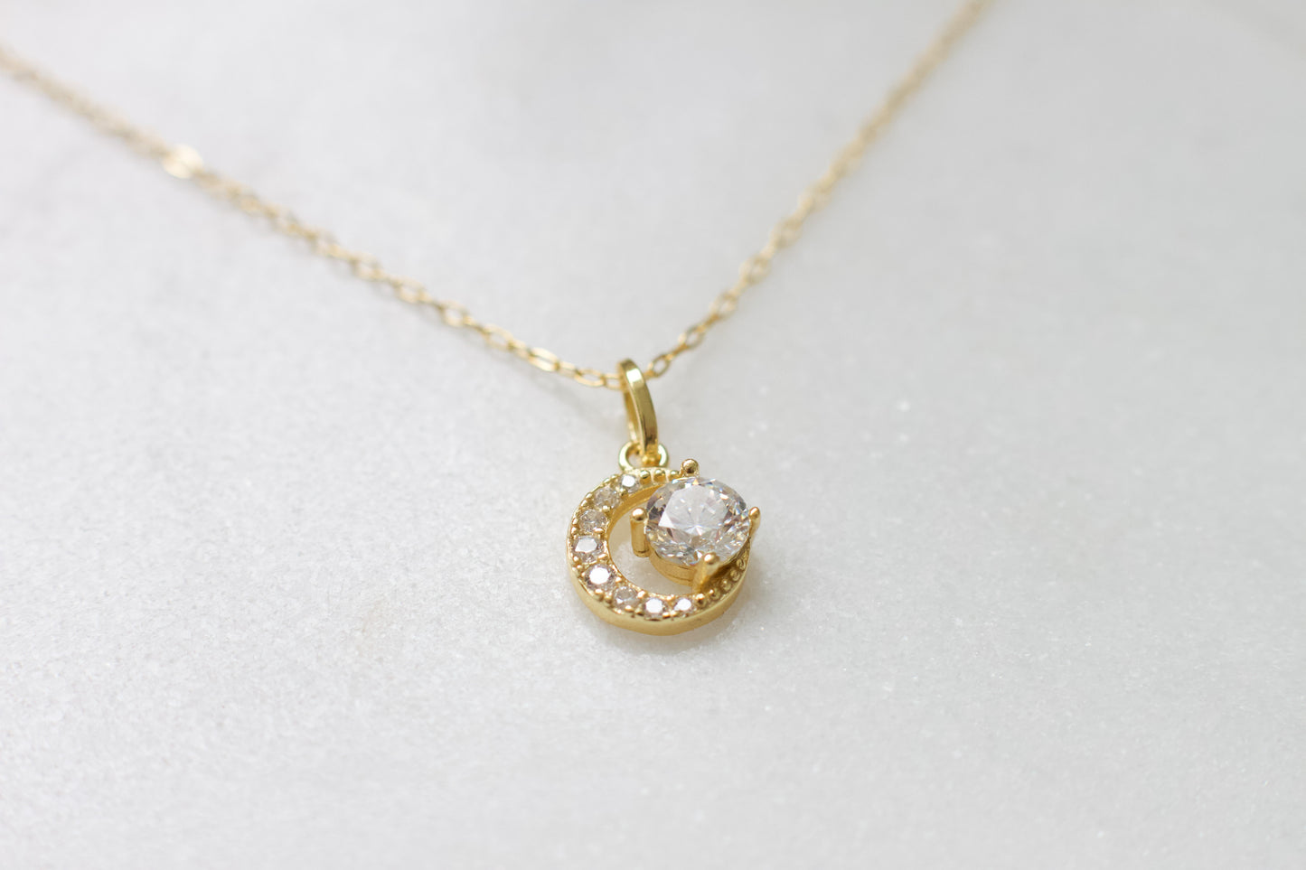 Tiny Gold Moon Crescent Necklace