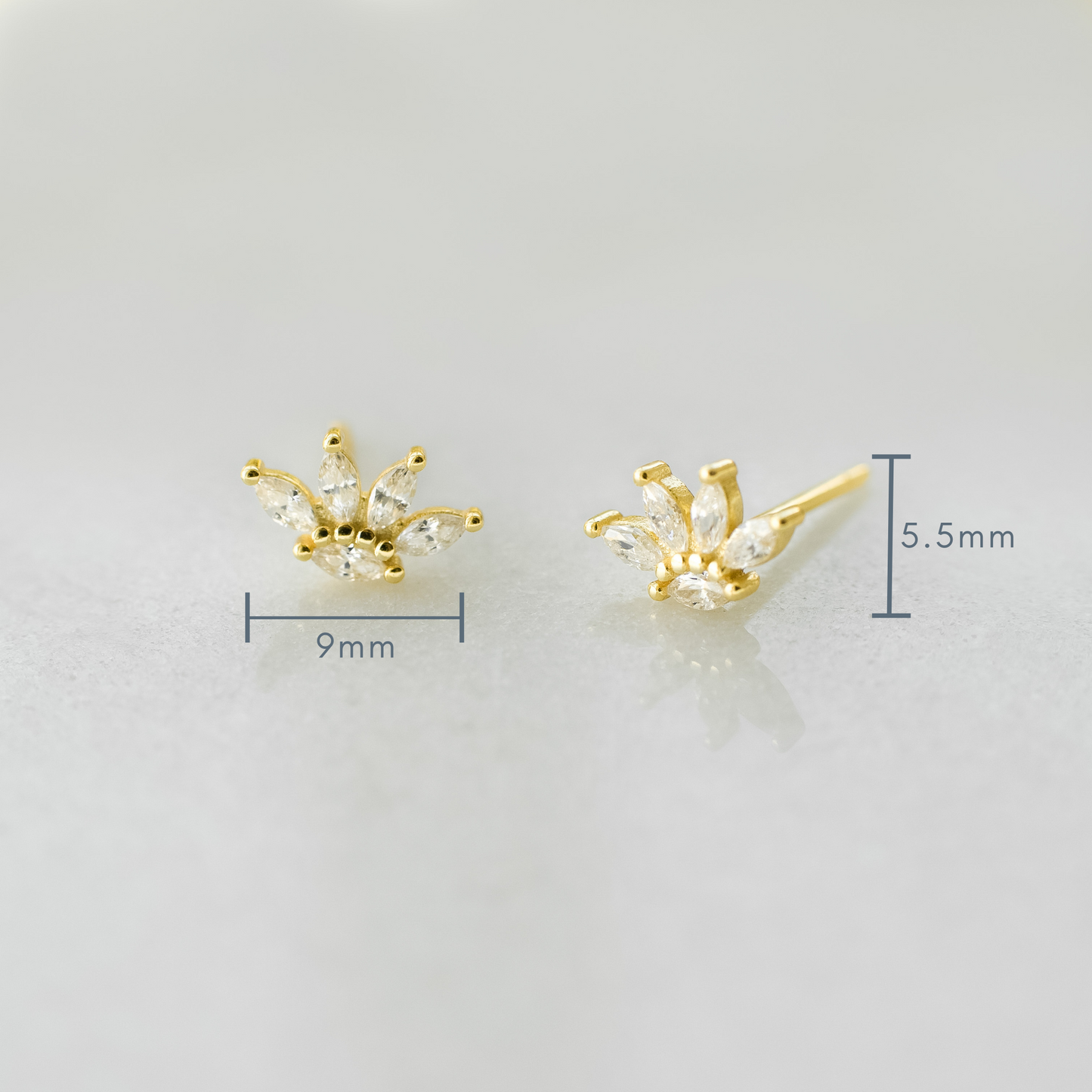 Gold Lotus Cubic Zirconia Studs