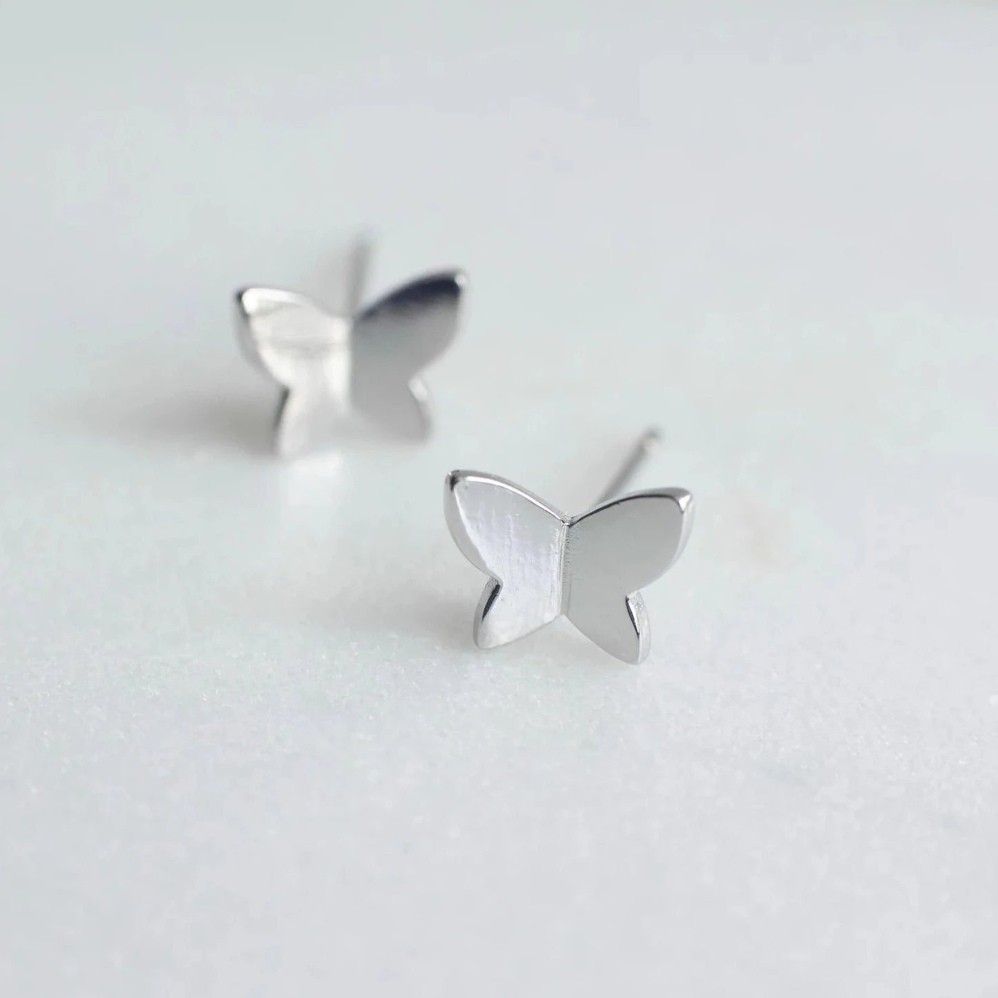 Silver Butterfly Stud Earrings