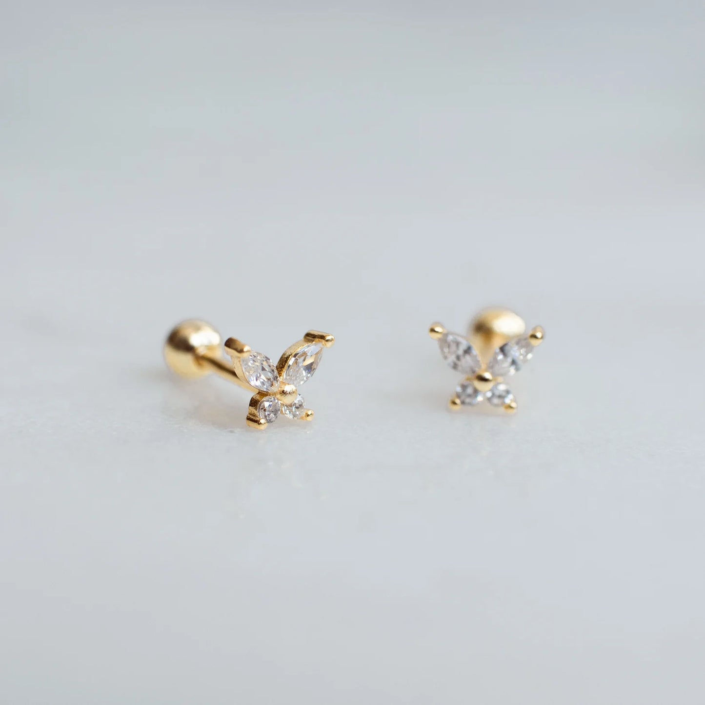 Tiny Gold Butterfly Screw Back Stud