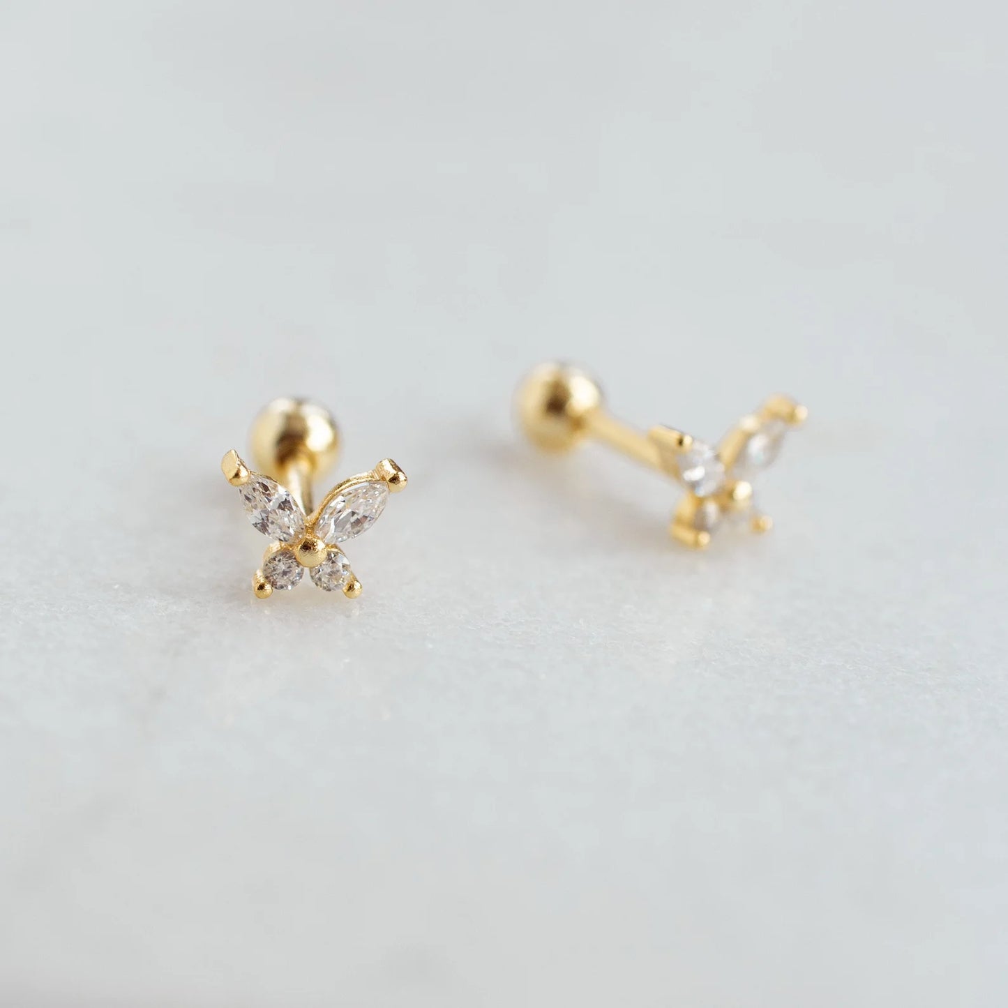 Tiny Gold Butterfly Screw Back Stud