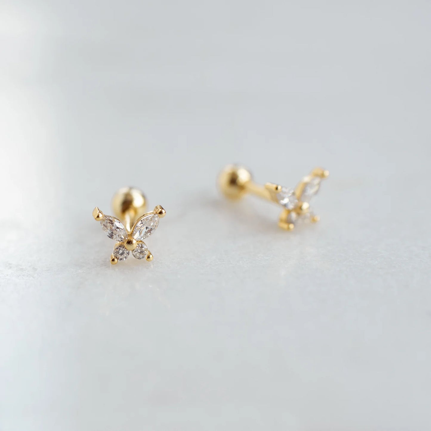 Tiny Gold Butterfly Screw Back Stud