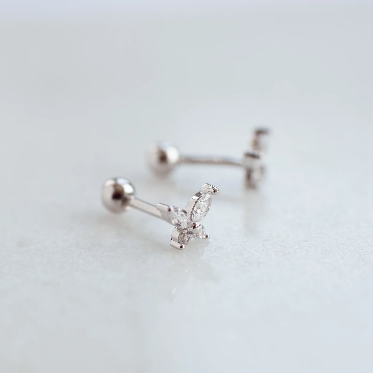 Tiny Silver Butterfly Screw Back Stud