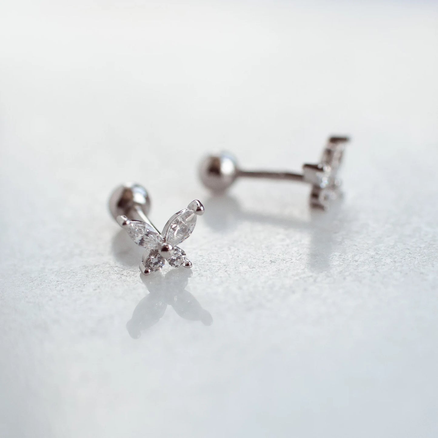 Tiny Silver Butterfly Screw Back Stud