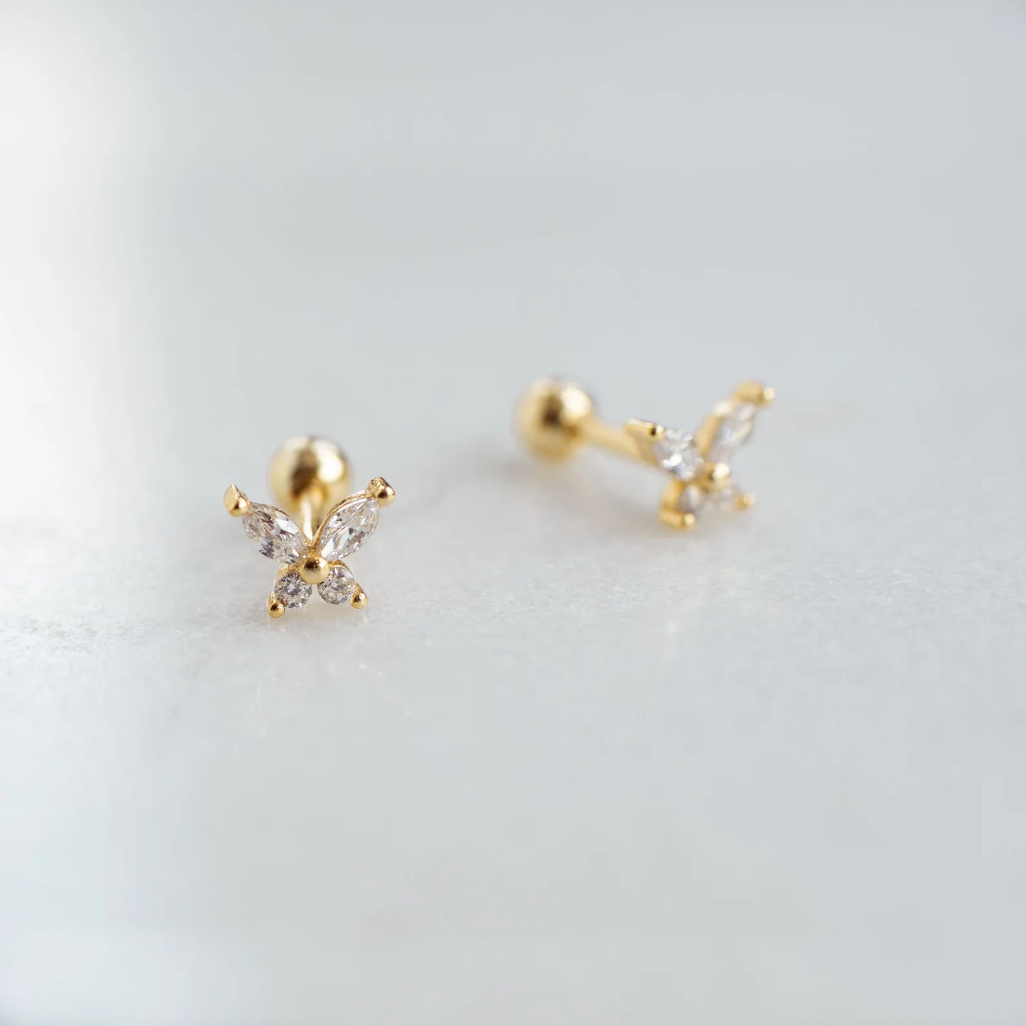 Tiny Gold Butterfly Screw Back Stud