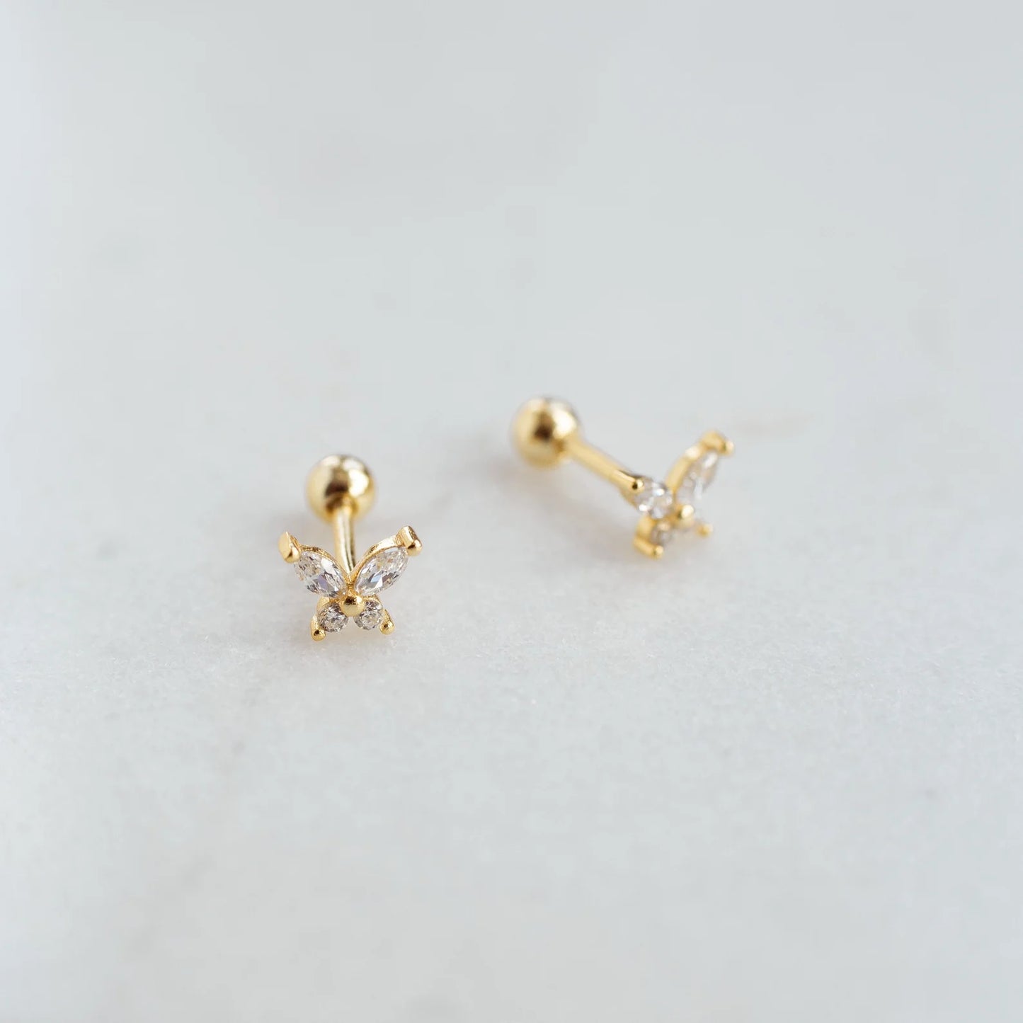 Tiny Gold Butterfly Screw Back Stud