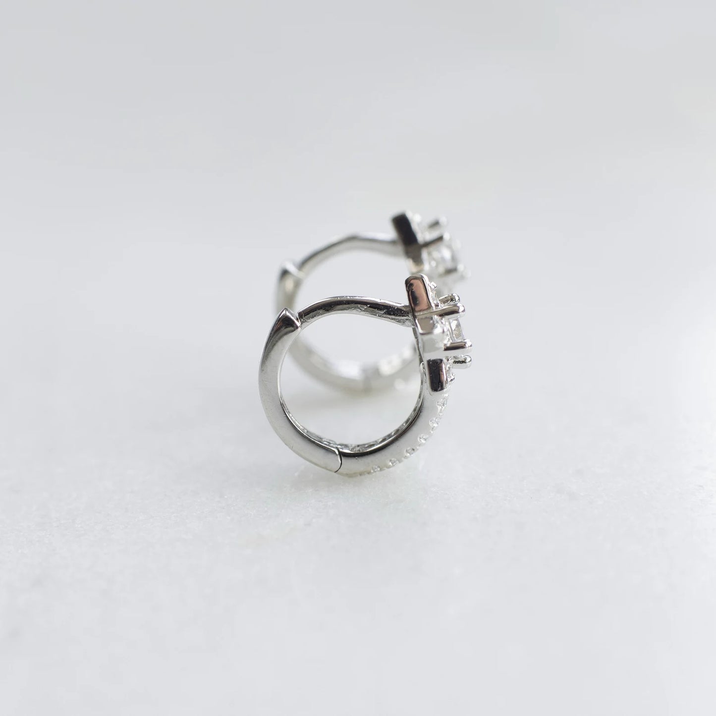 Minimalist Silver Star Huggie Hoops